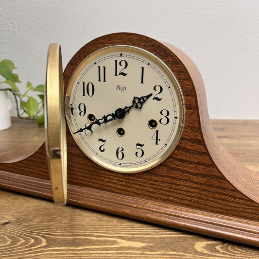 Sligh Mantle Clock Franz Hermle Movement Stanton Model # 0515 - 1-A Oak Cabinet