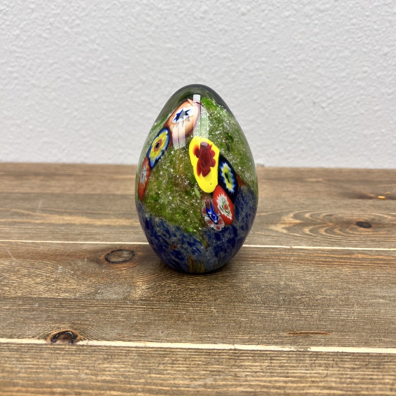 Murano Style Egg Shaped Art Glass Paperweight