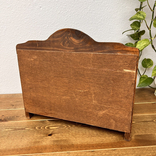 Vintage Wood Bread Box Glass Front Kitchen Storage Decor