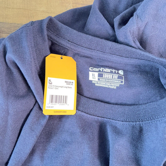 Carhartt XL Tall Loose Fit Heavyweight Long Sleeve with Pocket T-Shirt Blue