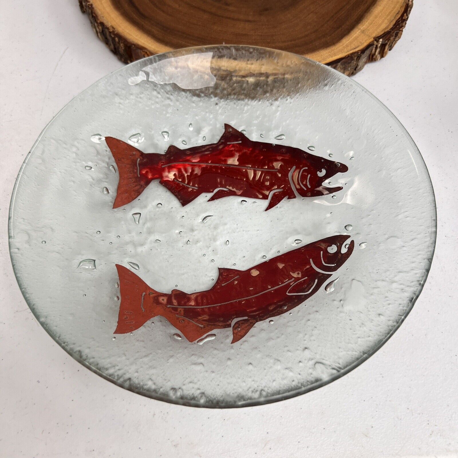 Jones Glassworks fish plate, 10.5" Seattle Vintage