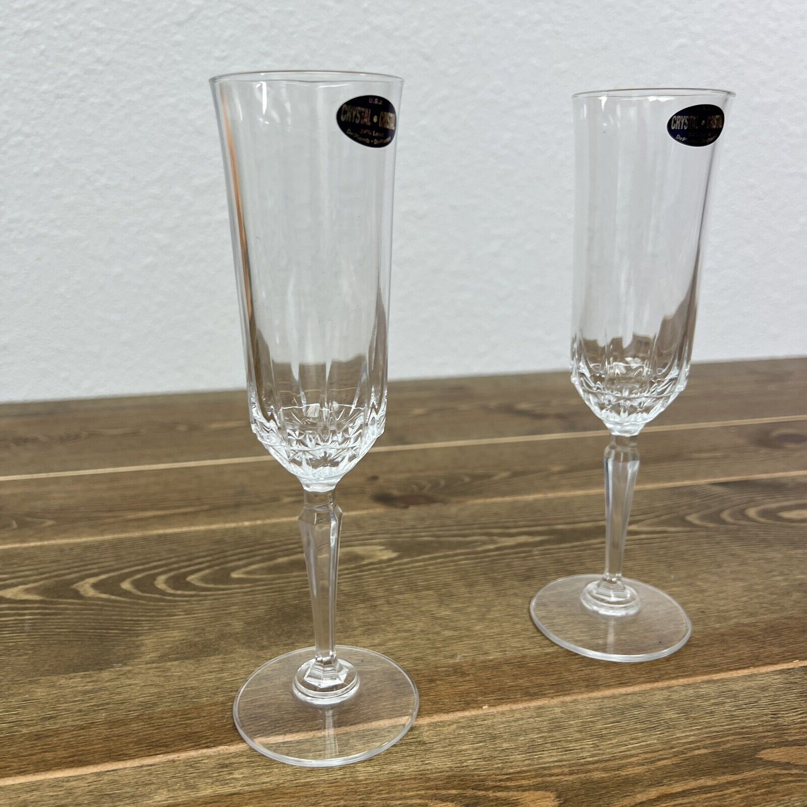 St George 24% Lead Crystal Belmont Champagne Flutes Set Of 2