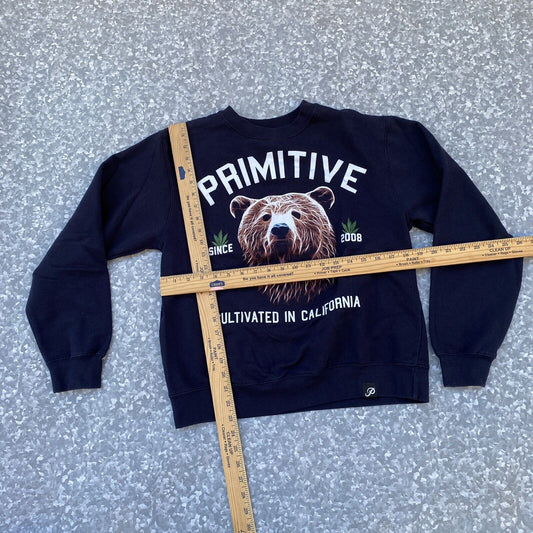 Primitive Golden Bear Navy Blue Crew Neck Sweatshirt Size Small