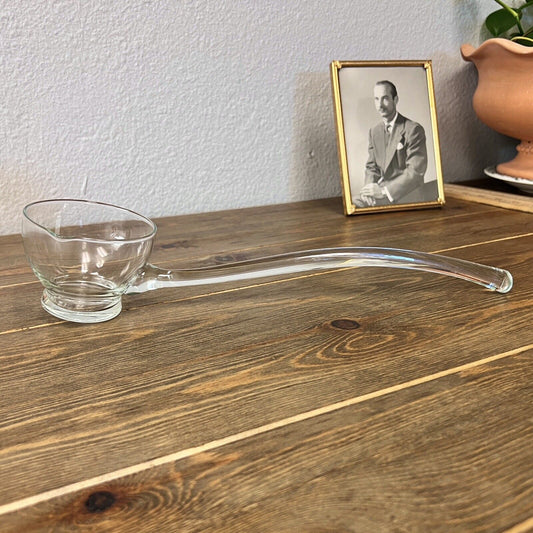 Vintage 13" Hand Blown Punch Bowl Ladle Applied Handle 1940s - Weddings Parties