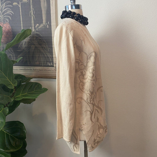 Dana Buchman Women's Beige Cardigan Size Medium Long Sleeve