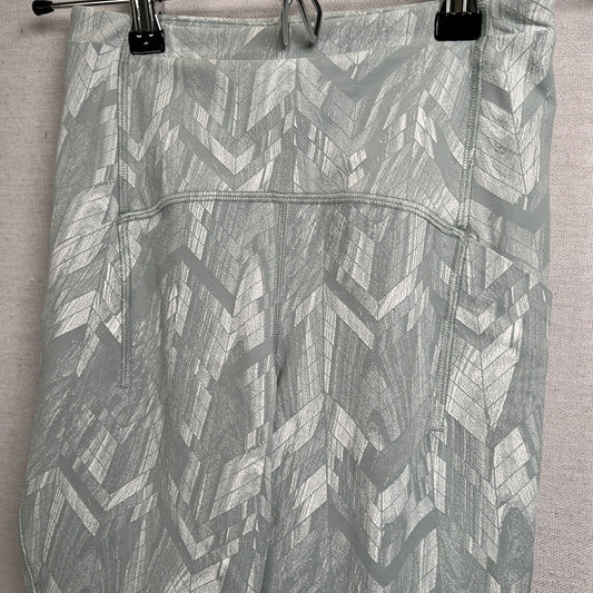 Lululemon Swift Speed High Rise Crop Silver Green White Chevron Jacquard SZ 2