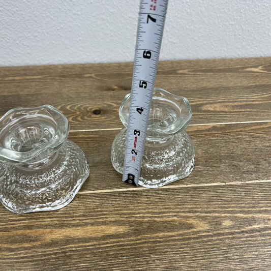 Candle Holders, Anchor Hocking, Clear Pebbled Glass, Reversible Taper, Votive