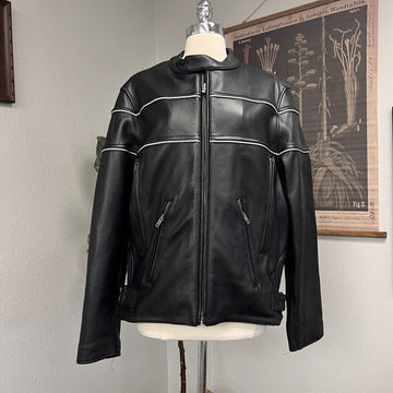 STREET LEGAL Black Leather With Trim Jacket Men’s Size M