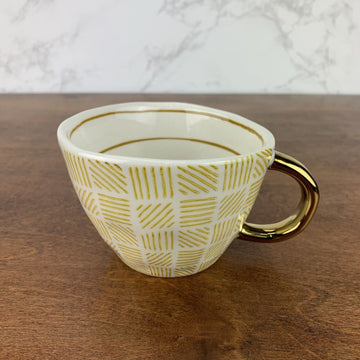 World Market Geo Gold and Brown Mug - Organic Shape