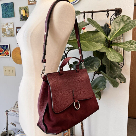 Rebecca Minkoff Dark Red Burgundy Maroon Suede Tote 2018