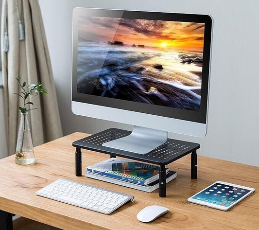 2-Pack Premium Laptop PC Monitor Stand with Sturdy, Stable Black Metal