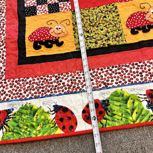 Handmade Wall quilt 61.5 x 57" Lady bug