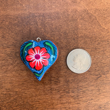 WOODEN HEART SHAPED PENDENT - HANDMADE ALEBRIJE OAXACAN MEXICAN WOOD CARVING