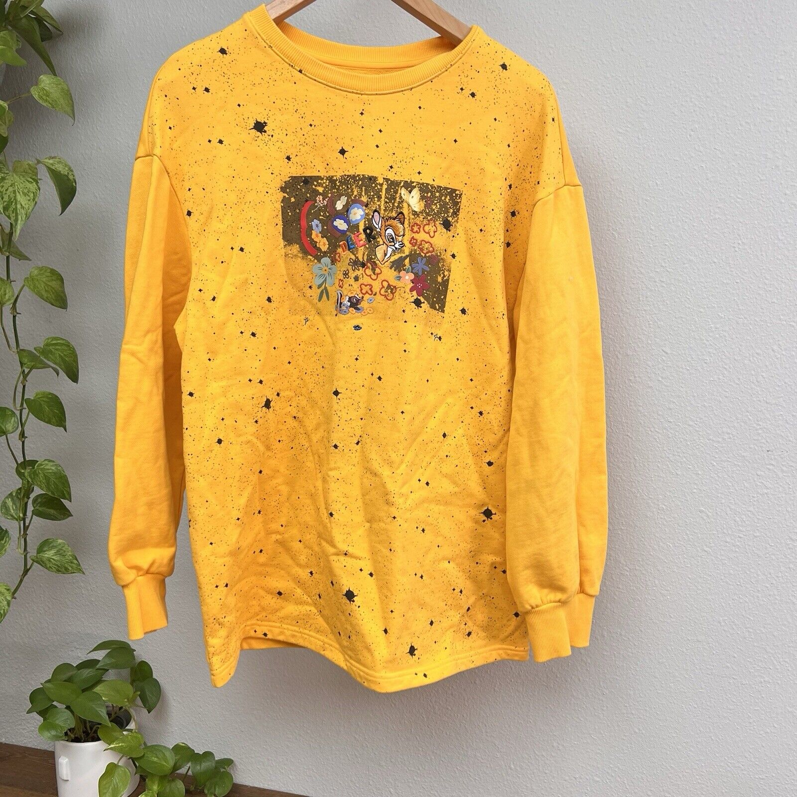 Peacebird Disney Bambi Sweatshirt Art Design by Ouyang Nana in Yellow Medium