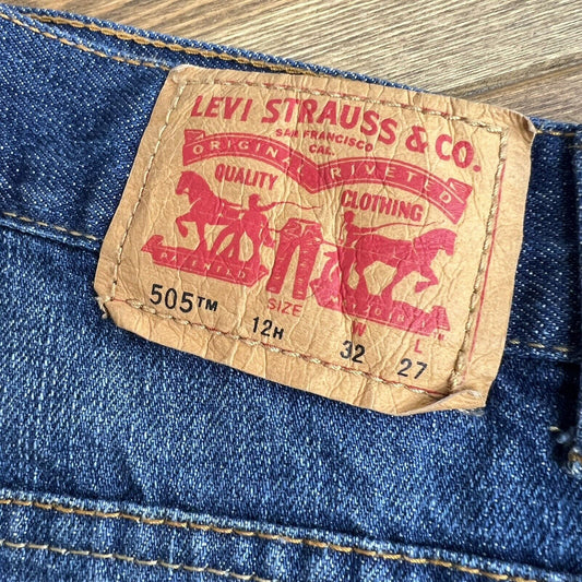 Levi's Jeans Boys 12 H Blue 505 Husky Dark Straight Workwear