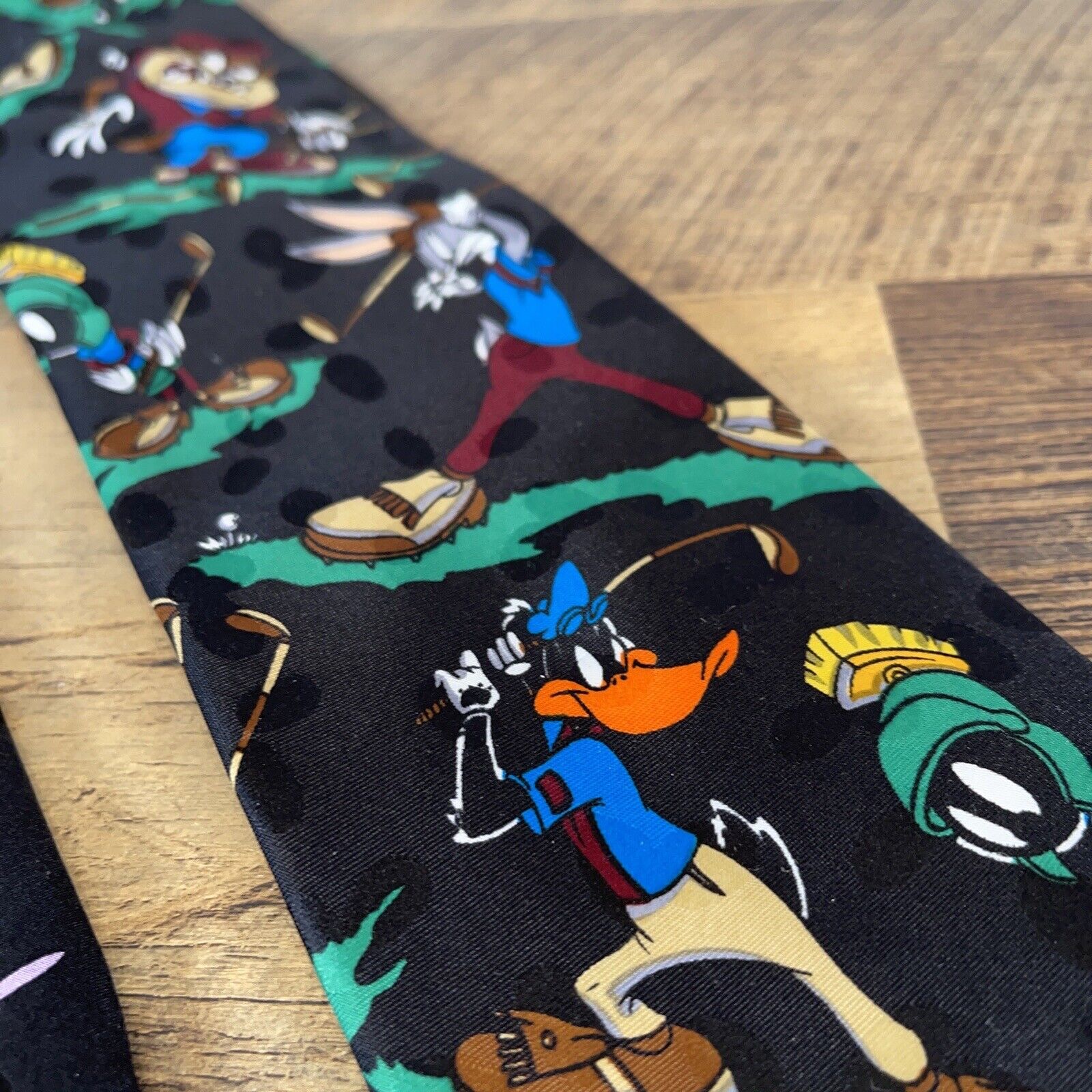 Pair of Neckties Vintage 1995 Looney Tunes Mania Golf Theme Bugs Bunny Ties Silk