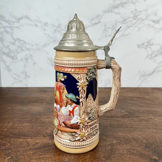 Collectable Vintage German Lidded Beer Stein Gerz 7" Bar Maid with Beer Mugs