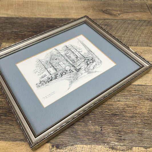 Vintage Framed Art - The Red School House at the Wayside Inn New England - Goff