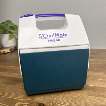 Vintage S’Cool Mate Mini Cooler by Igloo Blue White Yellow School Lunchbox 90's