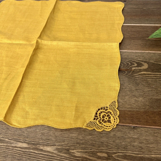 Vintage Yellow Linen Napkins Set of 6