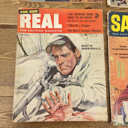 1950’s Vintage Magazines For Men CAVALIER, SAGA, REAL, TRUE 1955, ‘56, ‘57, ‘59