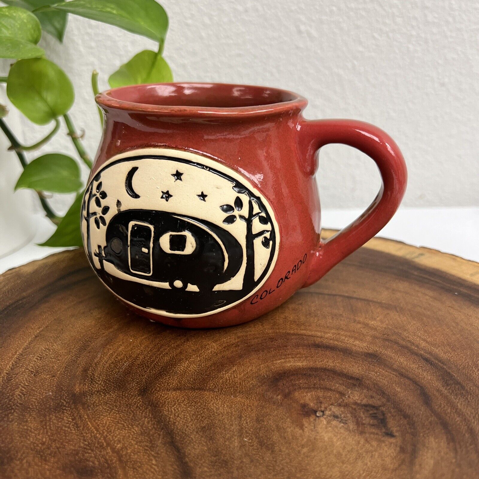 Cape Shore Authentic Souvenirs Camper Ceramic Mug Red Burnt  Pottery  Colorado