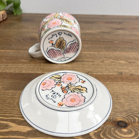 Molly Hatch Sakura Cup & Saucer Cherry Blossom Anthropologie Floral Mug