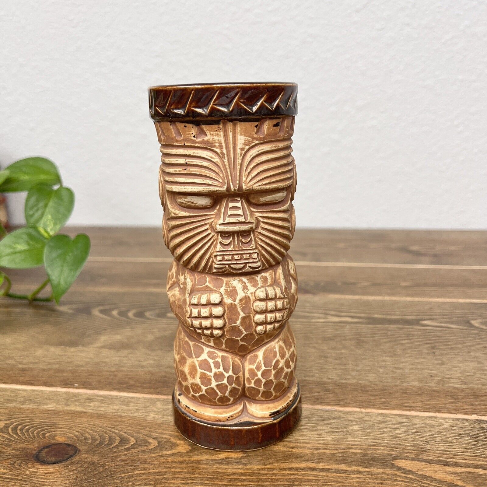 Vintage Ceramic Hawaii Kai Tiki Bar Mug Peanut Lined Face