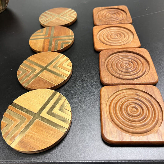 Vintage Wood Coasters Set Of 2