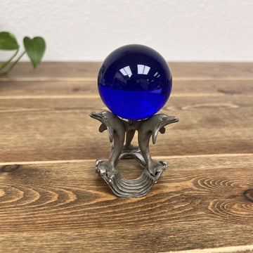 Pewter Dolphins & Cobalt Blue Ball Home Office Decor Sunglo Vintage 1993