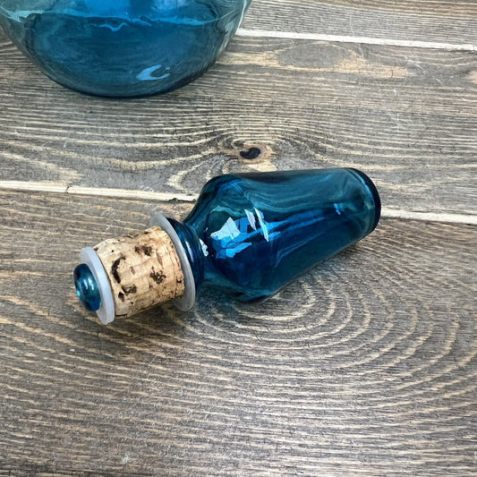 Vintage Downy Fabric Softener Bottle Decanter Blue Glass Genie Stopper 13.5" MCM