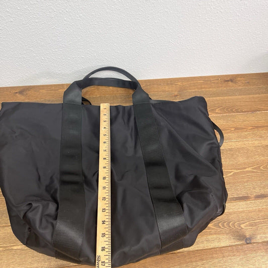 Fabletics The Day Trip Bag Black Lined Yoga Tote With Long Shoulder Straps