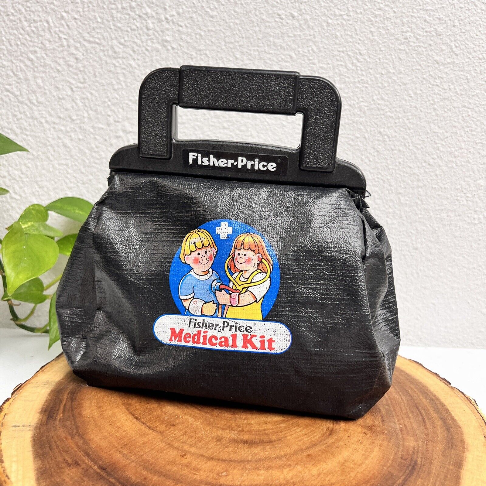 Vintage 1987 Fisher Price Doctor Black Bag Medical Kit Bag Only