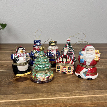 Mr. Christmas Musical Hinged Trinket Box Ornaments Set Of 7