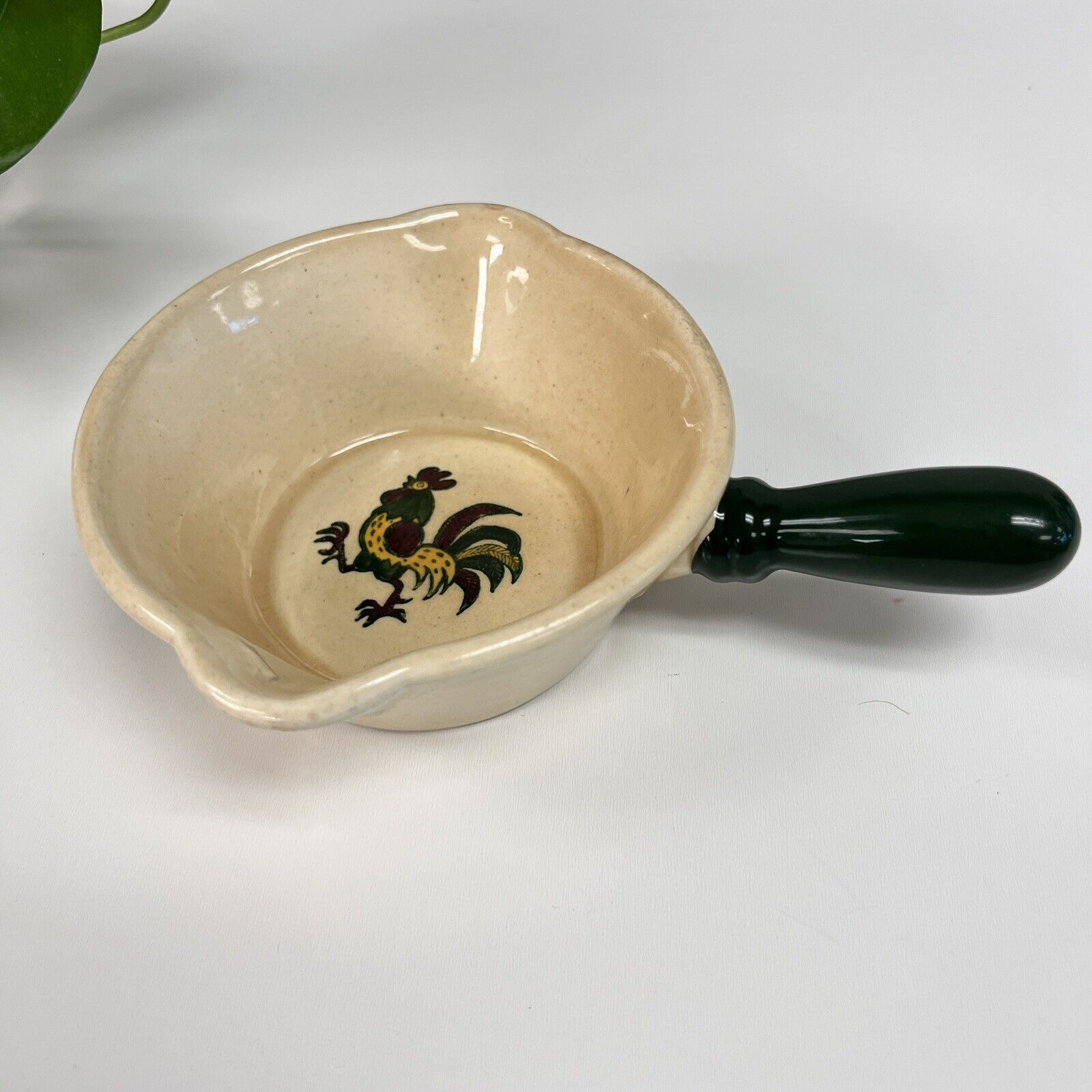 Vintage Metlox Poppytrail Provincial Green Rooster Sauce/Gravy Server w/Handle