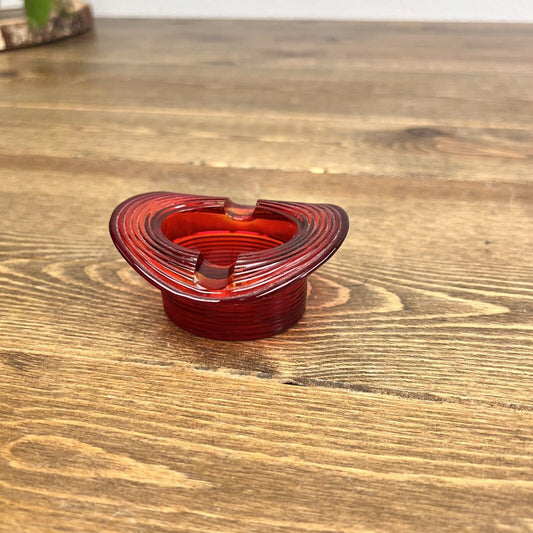 Vintage RUBY RED Glass Cigarette Ashtray