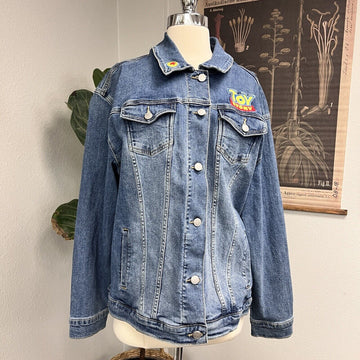 Disney Pixar Toy Story Denim Jacket Women’s Size Large Embroidered Patches