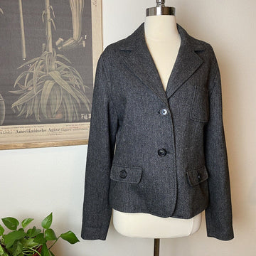 Eddie Bauer Women's Long Sleeved Blazer Gray Jacket Size Large