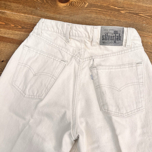 Levis Jeans Mens 30 x30 Ivory Silver Tab Baggy USA Tapered 90s Vintage