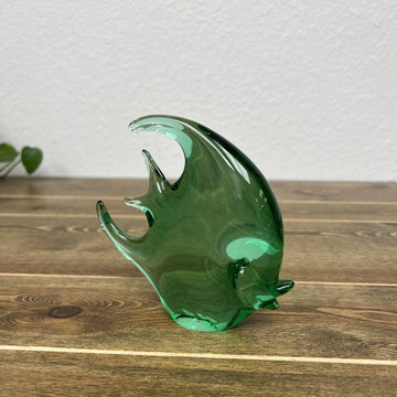 Art Glass Angel Fish Green Glass Figurine Paperweight