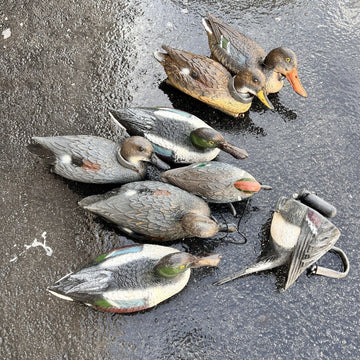 Vintage Mallard Duck Decoys Lot of 8 Italy / USA Made SPORT PLASTIC with Weights