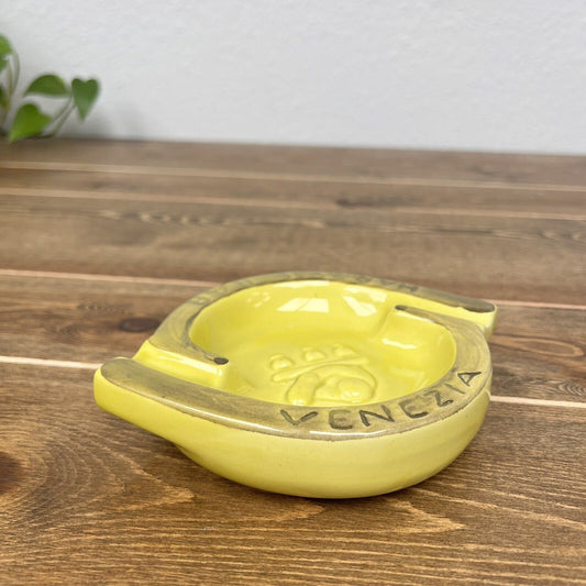 Vintage MCM Mid Century Harry's Bar Venezia Ashtray Ceramic Venice Italy Yellow