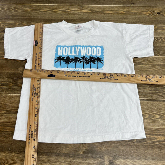 Kids Youth XL HOLLYWOOD T Shirt White & Blue