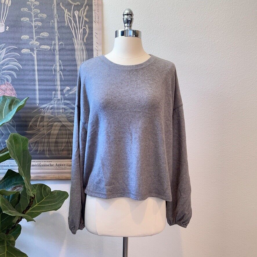 Elodie Women's Long Sleeve Light Sweater Brushed Heather Grey Size Large