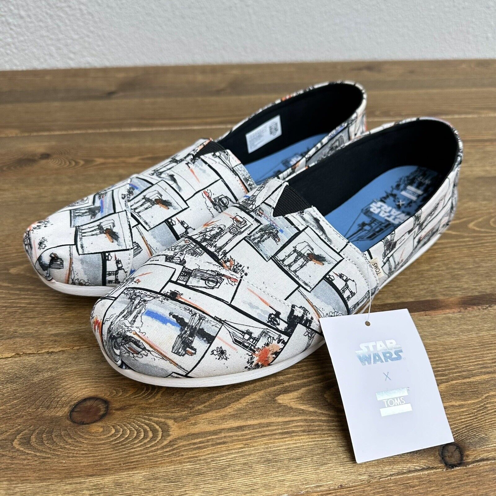 TOMS Slip On Women’s Star Wars AT-AT Print Size 12 Canvas Slip-On 10014383