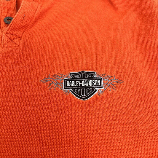 Harley-Davidson Men's T-Shirt X LARGE -Size Orange Long Sleeve POMONA VALLEY