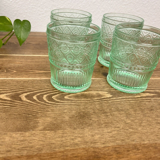 Godinger Claro Green Double Old Fashioned Drinking Glasses 12Oz Set Of 4