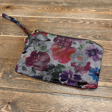 Lodis RFID Leather Zip Pouch Orchid Floral