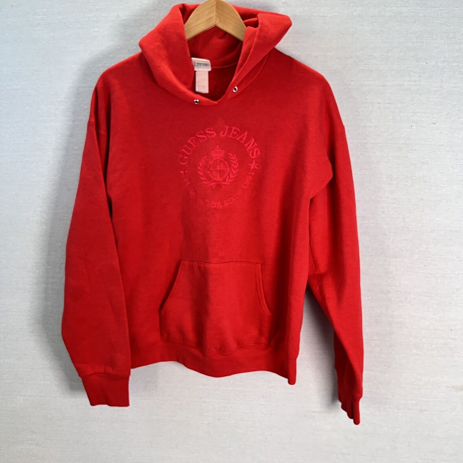 Vintage 90s Guess Jeans USA Crewneck Sweatshirt Red Logo Spellout