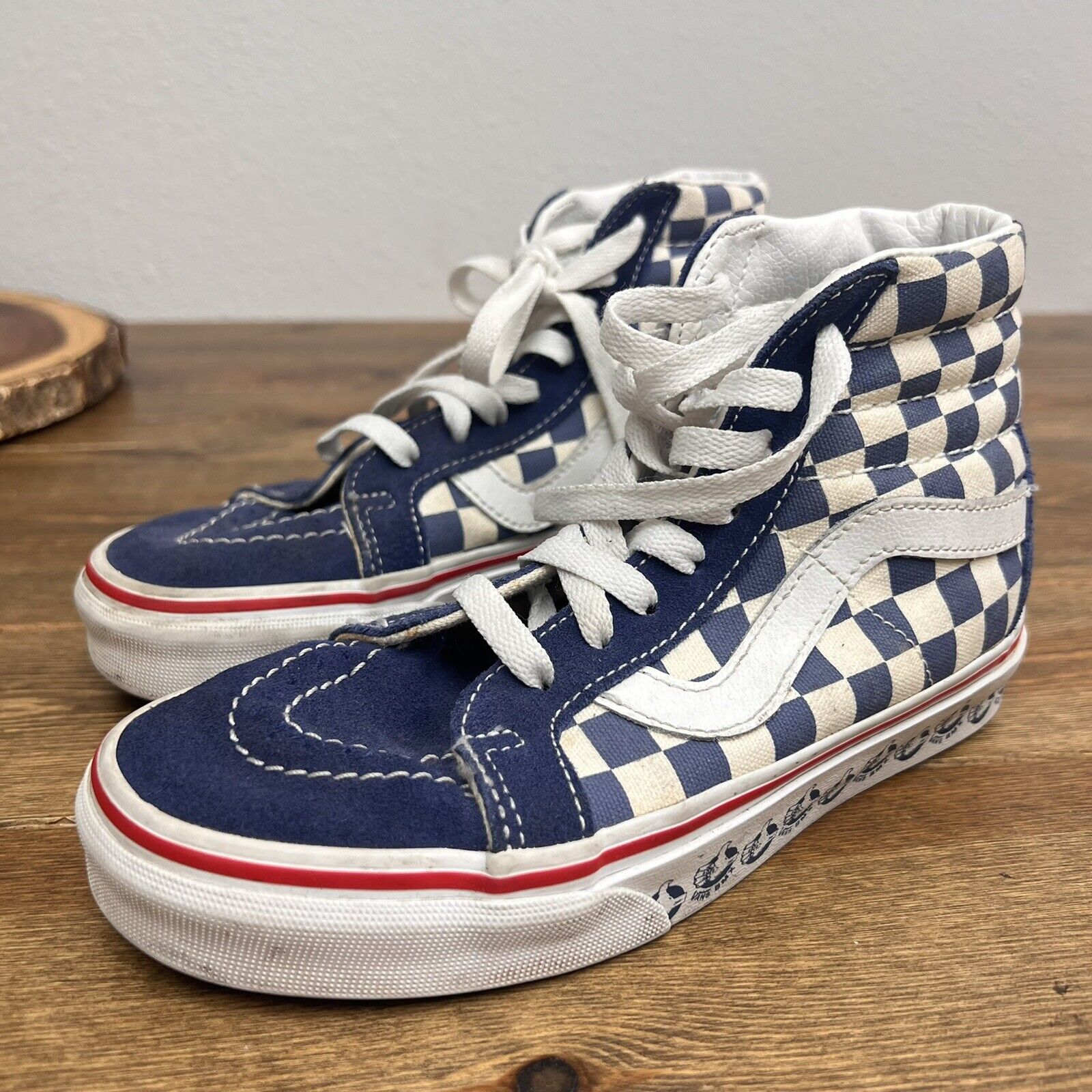 Vans Unisex Adults SK8-Hi Checker Sneakers Vans BMX True White Navy Sz M 3.5 -W5